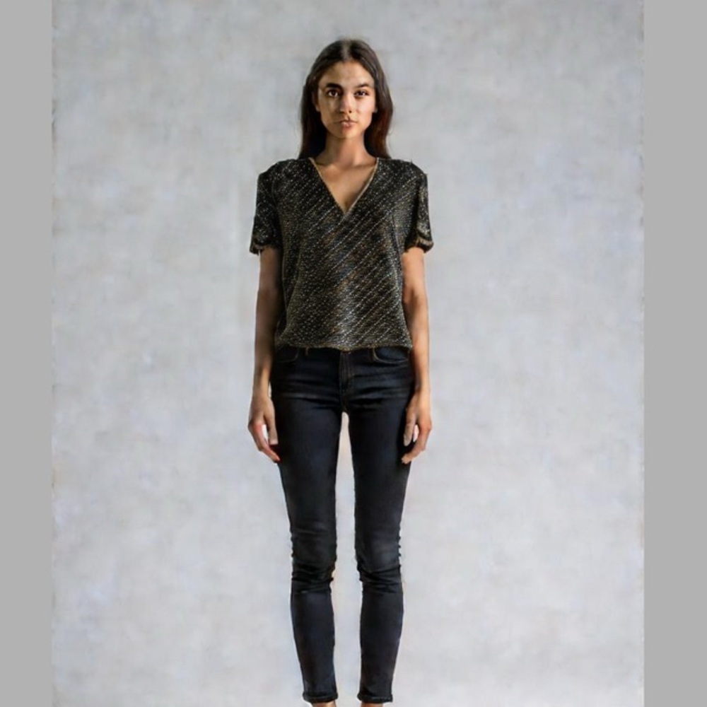 Vintage Sténay sequenced v next top 100% silk